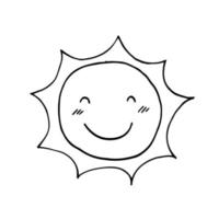 Lycklig Sol leende linje konst ikon. smiley med stängd ögon tunn linje illustration. Bra humör. uttryckssymbol kontur symbol. sommartid. vektor isolerat översikt teckning