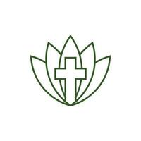 blomma vår korsa kyrka linje kreativ logotyp vektor