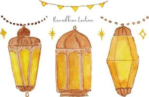 elegant Ramadan Laterne Aquarell Sammlung vektor