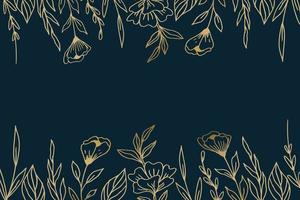 elegant golden Blumen- Hintergrund mit Hand gezeichnet Blumen und Blätter Illustration Dekoration auf dunkel Blau vektor