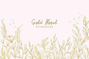 elegant golden Blumen- Hintergrund mit Hand gezeichnet Blumen und Blätter Illustration Dekoration vektor