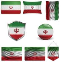 Irans flaggsamling vektor