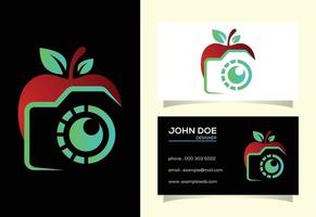äpple och kamera logotyp tecken symbol. fotografi logotyp begrepp vektor
