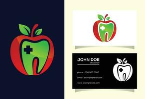 dental äpple logotyp tecken symbol design, grön äpple tand tänder buckla dental tandläkare bild ikon vektor