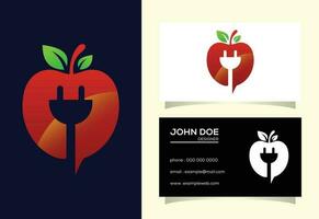 äpple och elektricitet logotyp tecken symbol vektor design mall