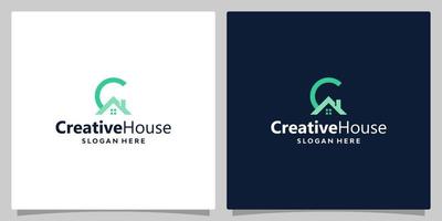 hus byggnad logotyp med första brev c. vektor illustration grafisk design. Bra för varumärke, reklam, verklig egendom, konstruktion, byggnad, och Hem.