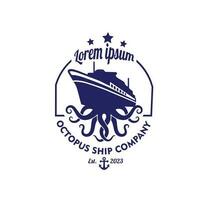 Logo Tintenfisch Schiff Vektor Illustration