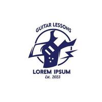 logotyp gitarr lektion vektor illustration