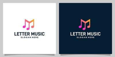 Anmerkungen Musik- Logo mit Initiale Brief m Logo Grafik Design Vektor Illustration. Symbol, Symbol, kreativ