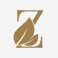 Brief z mit Blatt Dekoration Initiale Luxus Vektor Logo Design