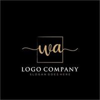 första wa feminin logotyp samlingar mall. handstil logotyp av första signatur, bröllop, mode, smycken, boutique, blommig och botanisk med kreativ mall för några företag eller företag. vektor