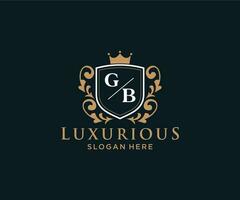 Royal Luxury Logo-Vorlage mit anfänglichem GB-Buchstaben in Vektorgrafiken für Restaurant, Lizenzgebühren, Boutique, Café, Hotel, Heraldik, Schmuck, Mode und andere Vektorillustrationen. vektor