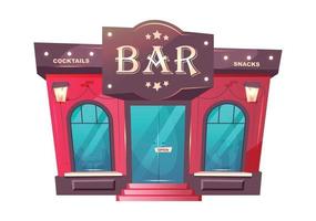 Cocktailbar Eingang Cartoon Vektor-Illustration. Luxus Pub außen flaches Farbobjekt. Cafe Backstein Gebäudefront. Premium-Getränkeplatz. Restauranteingang lokalisiert auf weißem Hintergrund vektor