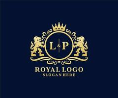 Anfangsbuchstabe Lp Lion Royal Luxury Logo Vorlage in Vektorgrafiken für Restaurant, Lizenzgebühren, Boutique, Café, Hotel, Heraldik, Schmuck, Mode und andere Vektorillustrationen. vektor