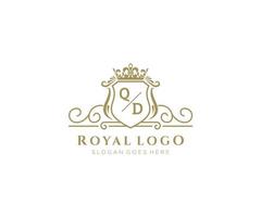 Initiale qd Brief luxuriös Marke Logo Vorlage, zum Restaurant, Königtum, Boutique, Cafe, Hotel, heraldisch, Schmuck, Mode und andere Vektor Illustration.