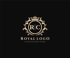 Initiale rc Brief luxuriös Marke Logo Vorlage, zum Restaurant, Königtum, Boutique, Cafe, Hotel, heraldisch, Schmuck, Mode und andere Vektor Illustration.