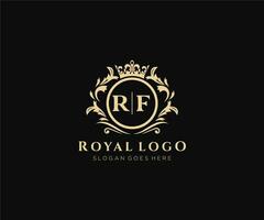 första rf brev lyxig varumärke logotyp mall, för restaurang, kungligheter, boutique, Kafé, hotell, heraldisk, Smycken, mode och Övrig vektor illustration.