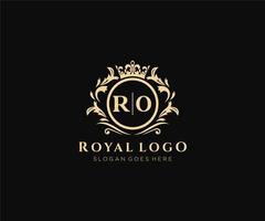 första ro brev lyxig varumärke logotyp mall, för restaurang, kungligheter, boutique, Kafé, hotell, heraldisk, Smycken, mode och Övrig vektor illustration.