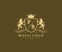 Initiale pb Brief Löwe königlich Luxus heraldisch, Wappen Logo Vorlage im Vektor Kunst zum Restaurant, Königtum, Boutique, Cafe, Hotel, heraldisch, Schmuck, Mode und andere Vektor Illustration.