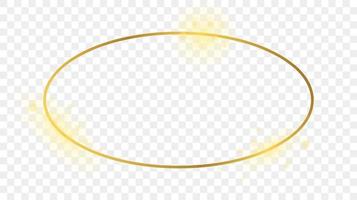 guld lysande oval form ram isolerat på bakgrund. skinande ram med lysande effekter. vektor illustration.