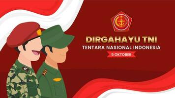 indonesisch National bewaffnet Kräfte glücklich Geburtstag Banner vektor
