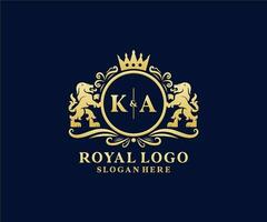 Anfangsbuchstabe ka lion royal Luxus-Logo-Vorlage in Vektorgrafiken für Restaurant, Lizenzgebühren, Boutique, Café, Hotel, heraldisch, Schmuck, Mode und andere Vektorillustrationen. vektor