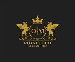 första about brev lejon kunglig lyx heraldisk, vapen logotyp mall i vektor konst för restaurang, kungligheter, boutique, Kafé, hotell, heraldisk, Smycken, mode och Övrig vektor illustration.