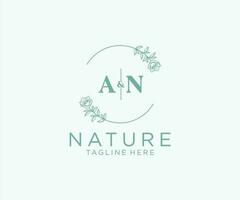 första ett brev botanisk feminin logotyp mall blommig, redigerbar förhandsgjord monoline logotyp lämplig, lyx feminin bröllop varumärke, företags. vektor