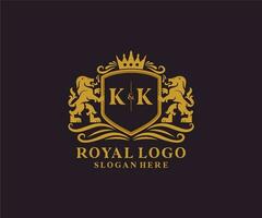 Initial kk Letter Lion Royal Luxury Logo Vorlage in Vektorgrafiken für Restaurant, Lizenzgebühren, Boutique, Café, Hotel, Heraldik, Schmuck, Mode und andere Vektorillustrationen. vektor