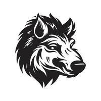 vildsvin huvud, logotyp begrepp svart och vit Färg, hand dragen illustration vektor