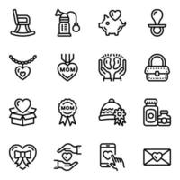 Mutter Pflege Icon Set vektor