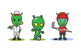 süß Sport Außerirdischer Zeichen bündeln geeignet zum Kinder Produkte vektor