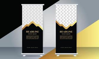 modern Geschäft aufrollen standee Banner im golden Farbe vektor