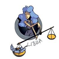 libra stjärntecken kvinna platt tecknad vektorillustration. luft astrologiska symbolegenskaper, dam med skalor. redo att använda 2d karaktär för kommersiell, tryckande design. isolerade koncept ikon vektor