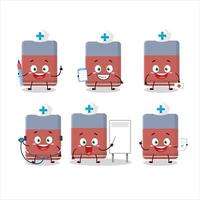 Arzt Beruf Emoticon mit Radiergummi Karikatur Charakter vektor