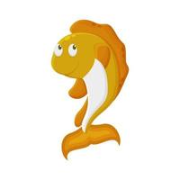 Goldfisch Karikatur Charakter. süß Tier Maskottchen Symbol eben Design. Logo Vektor