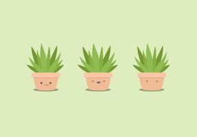 söt söt aloevera växt i lera pott tecknad serie vektor illustration emoji funktioner leende, Lycklig och sovande uttryck ansikte