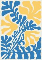 modisch Blumen- retro Poster. abstrakt blühen drucken im naiv Kunst Stil vektor