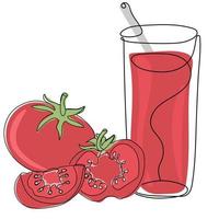 tomat juice, hela och klickade tomater. vektor illustration