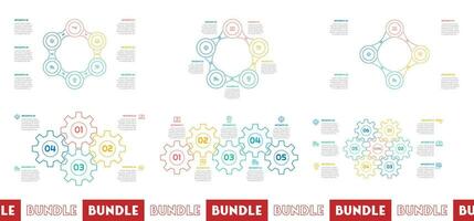 Infografik bündeln einstellen mit 4, 5, 6 Schritte, Optionen oder Prozesse zum Arbeitsablauf Layout, Diagramm, jährlich Bericht, Präsentation und Netz Design. vektor