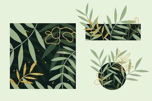 elegant einstellen von Schicht Kunst Blätter Hintergrund mit Gold Farbe vektor