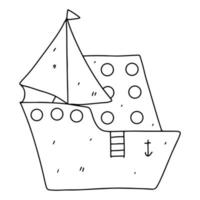 fartyg i hand dragen klotter stil. vektor illustration isolerat på vit. färg sida.
