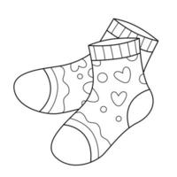 Socken Färbung Buch zum Kinder. Färbung Buchseite. einfarbig schwarz und Weiß Illustration. Vektor Kinder- Illustration.