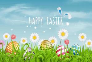 Happy Easter Day Hintergrund mit schönen Elementen. eps10 Vektorillustration. vektor