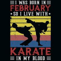karate spelar årgångar tshirt design vektor