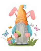 vektor påsk vår gnome med kanin öron. för kort, inbjudningar, grafik, banderoller, etc.