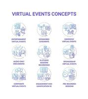 Konzeptsymbole für virtuelle Ereignisse festgelegt vektor