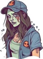 sexy Zombie Mädchen Illustration Design Vektor