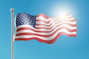 Illustration der amerikanischen Flagge, die im Wind weht. vektor