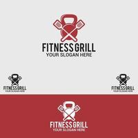 Fitness-Grill-Logo-Vektor-Design-Schablonensatz vektor